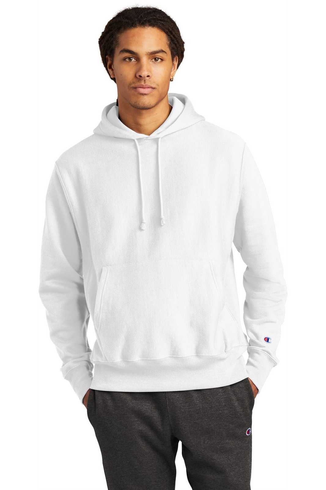 Champion S101 Reverse Weave Hooded Sweatshirt - White - HIT a Double - 1
