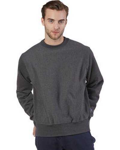 Champion S1049 Adult Reverse Weave Crew - Charcoal Heather - HIT a Double