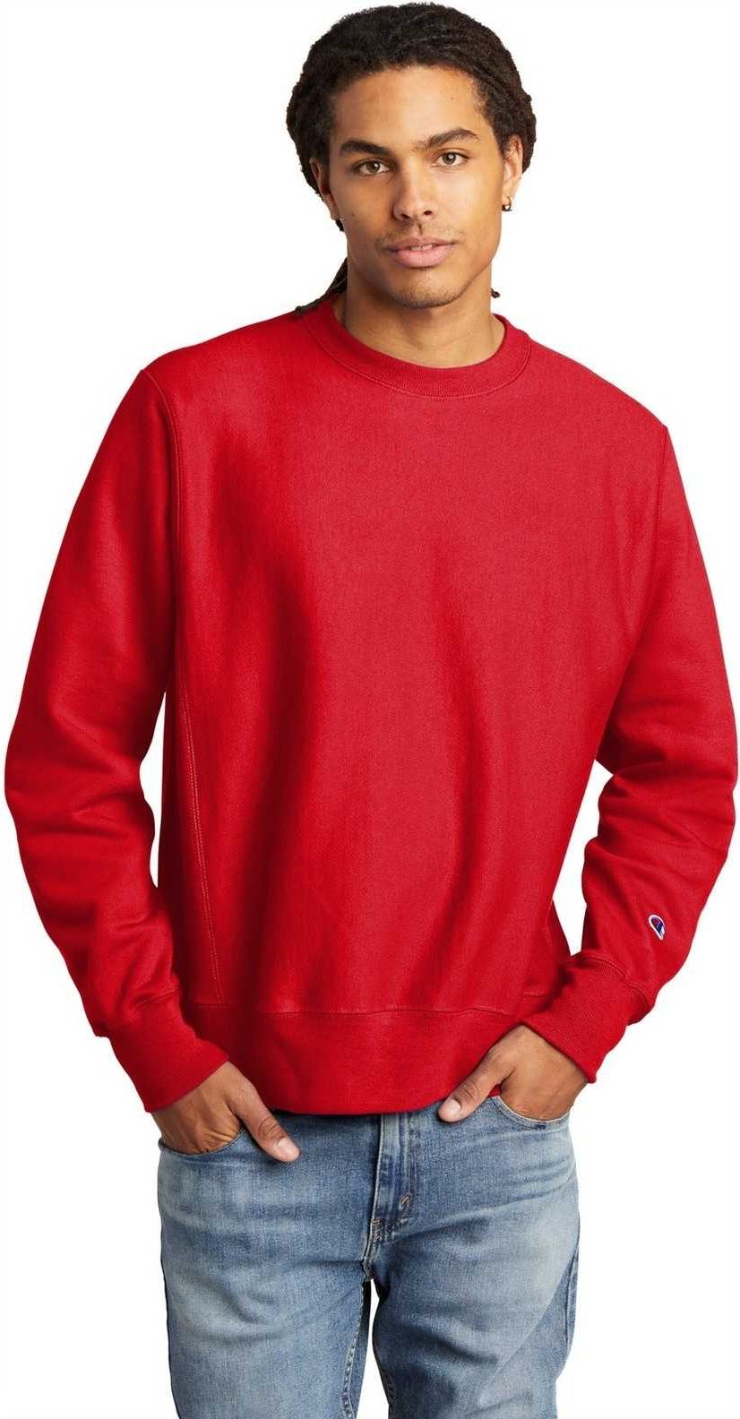 Red crew neck champion hotsell