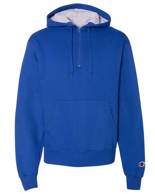 Champion S185 Cotton Max Hooded Quarter-Zip Sweatshirt - Athletic Royal - HIT a Double