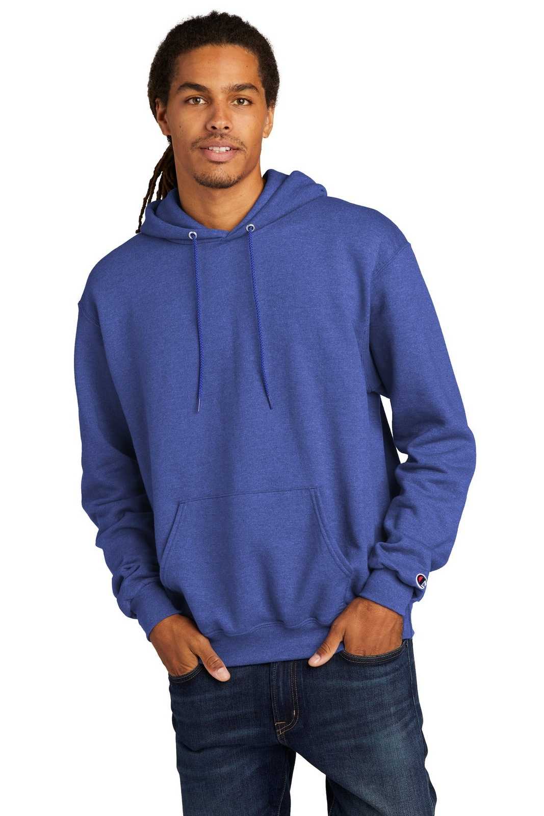 Champion S700 Eco Fleece Pullover Hoodie - Royal Blue Heather - HIT a Double