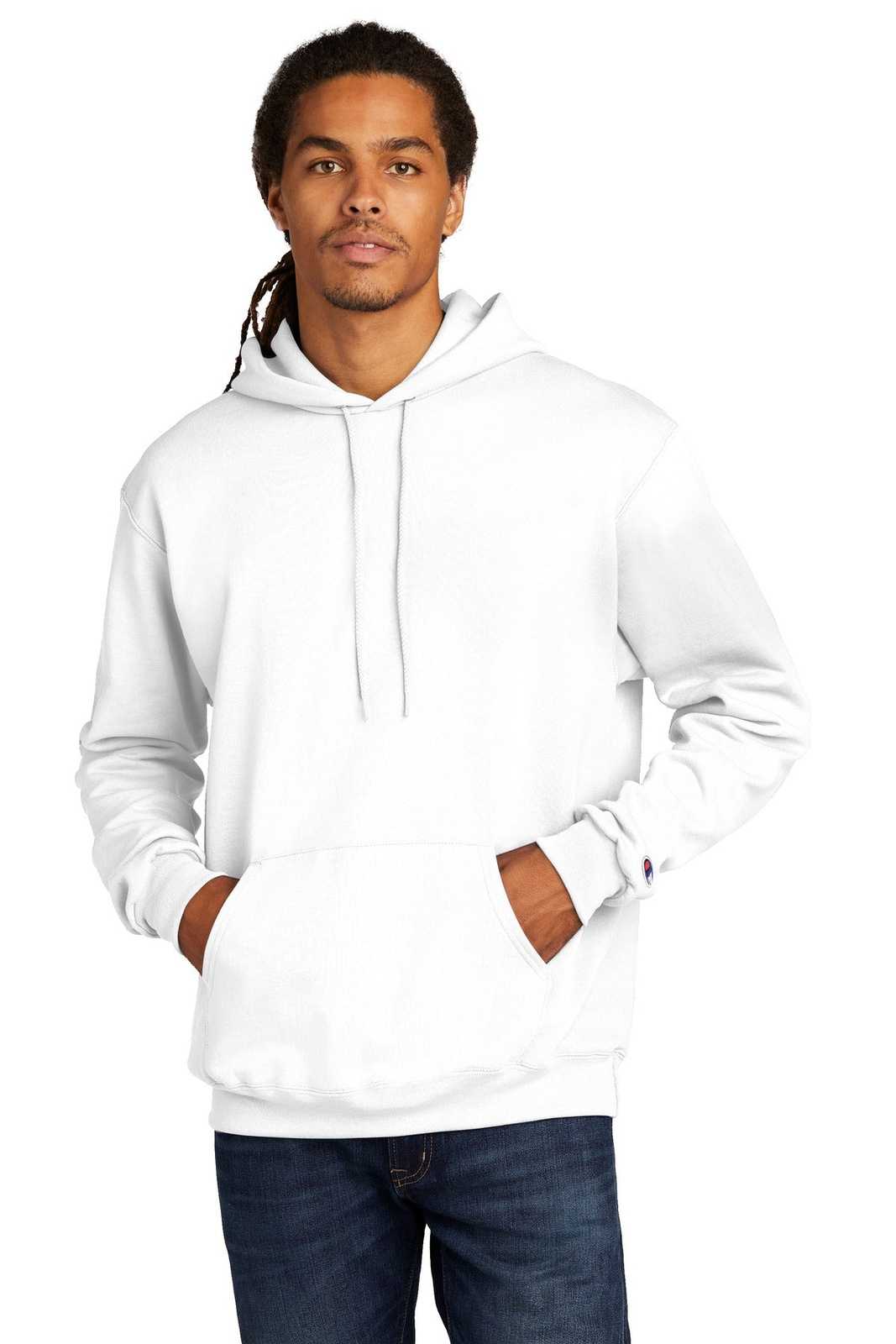 Champion S700 Eco Fleece Pullover Hoodie - White - HIT a Double