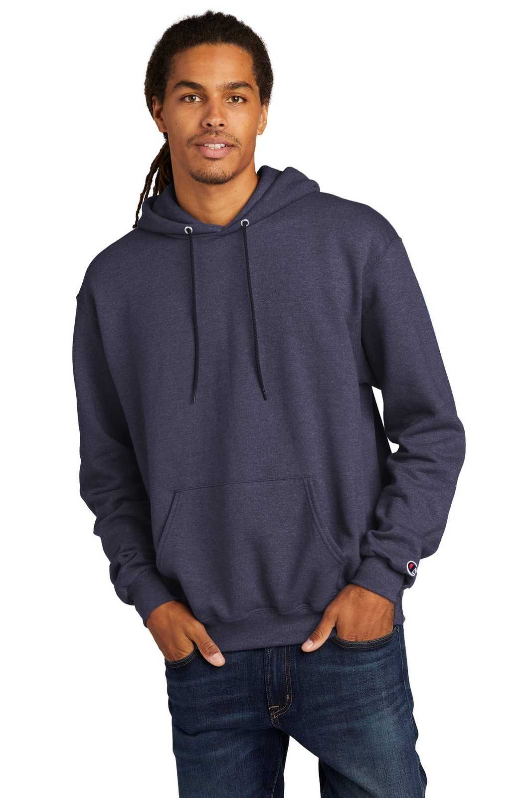 Champion S700 Powerblend Pullover Hoodie - Navy Heather - HIT a Double - 1