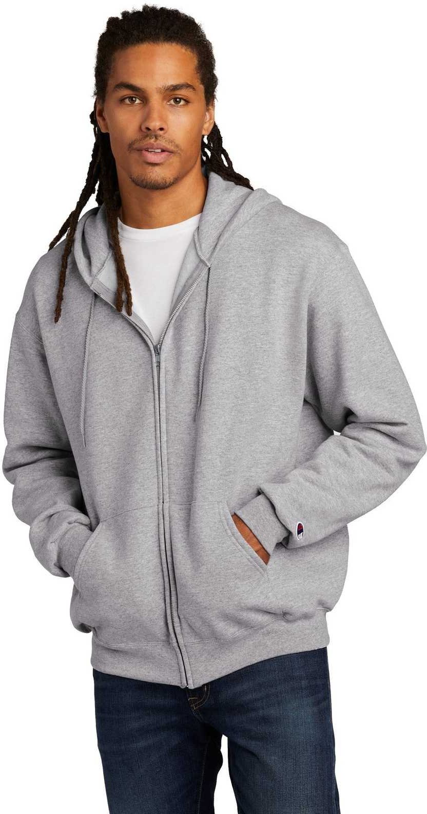 Champion S800 Powerblend Full Zip Hoodie Light Steel