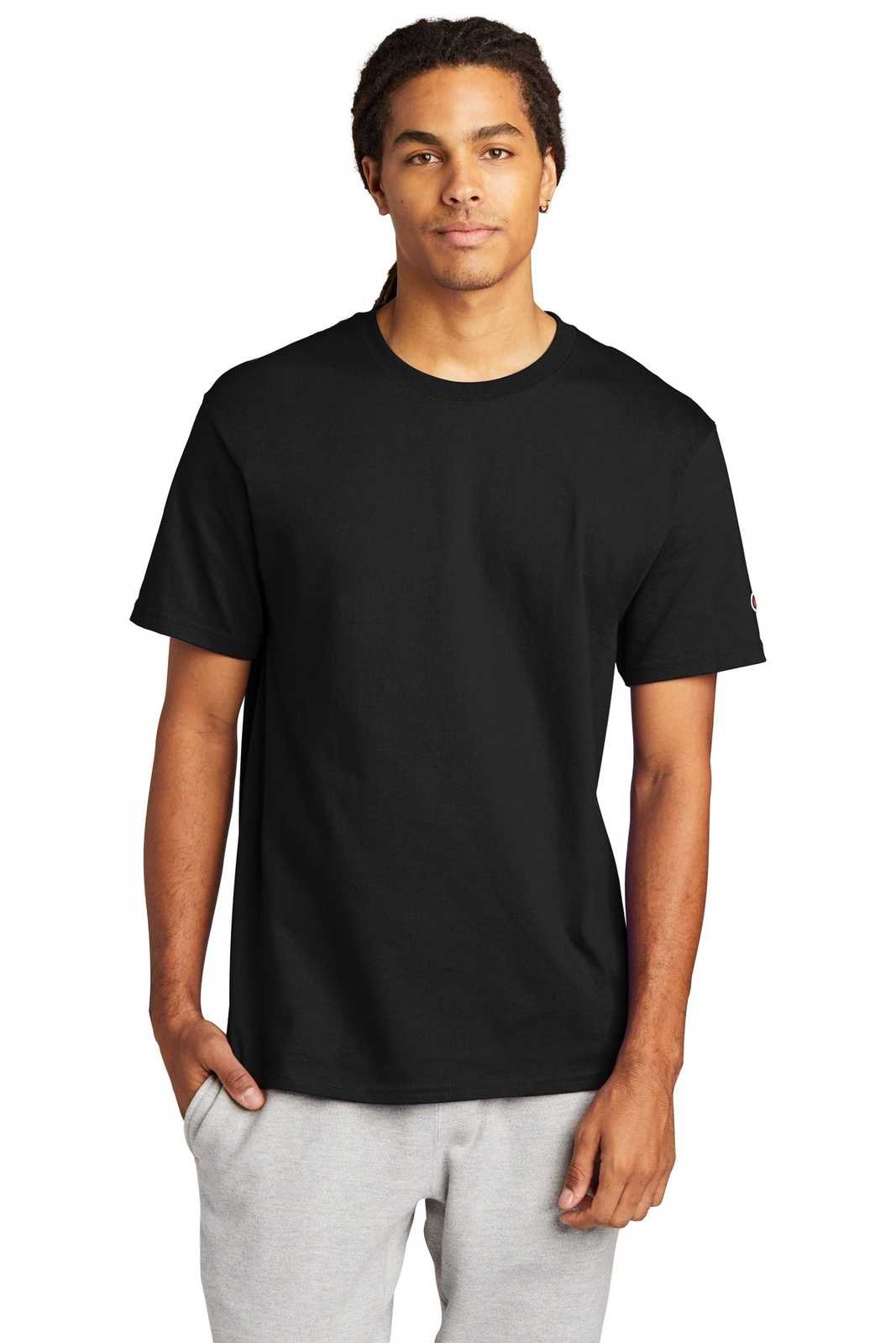Champion T425 Heritage 6-oz Jersey Tee - Black - HIT a Double - 1