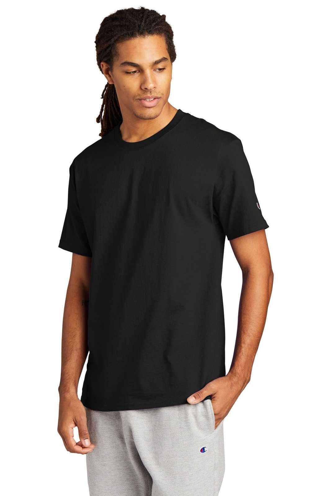 Champion T425 Heritage 6-oz Jersey Tee - Black - HIT a Double