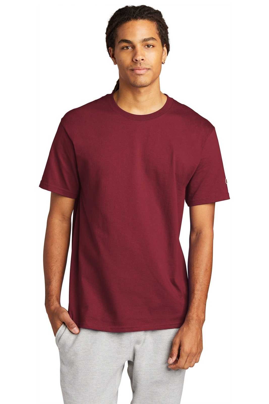 Champion T425 Heritage 6-oz Jersey Tee - Cardinal - HIT a Double - 1
