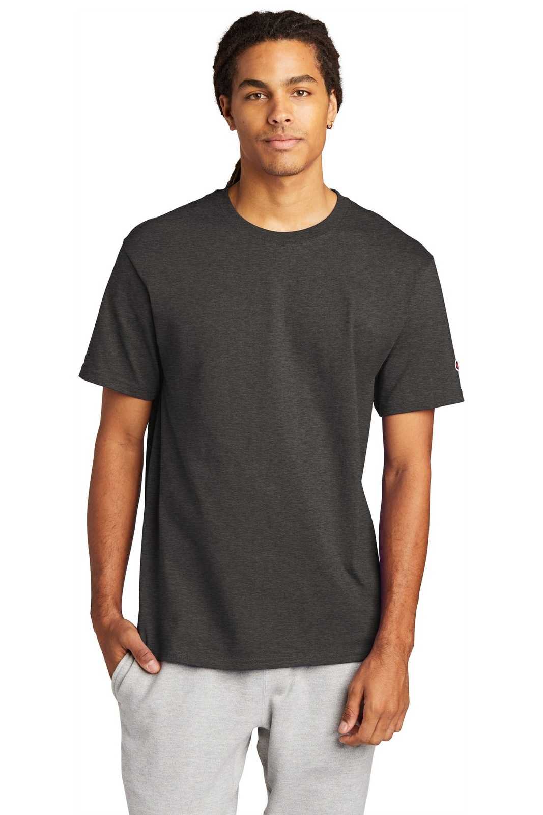 Champion T425 Heritage 6-oz Jersey Tee - Charcoal Heather - HIT a Double - 1