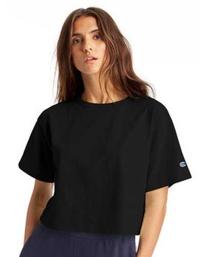Champion T453W Ladies' Cropped Heritage T-Shirt - Black - HIT a Double