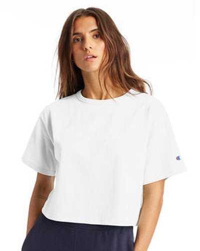 Champion T453W Ladies&#39; Cropped Heritage T-Shirt - White - HIT a Double
