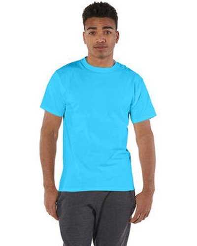 Champion T525C Adult 6 oz Short-Sleeve T-Shirt - Blue Lagoon - HIT a Double