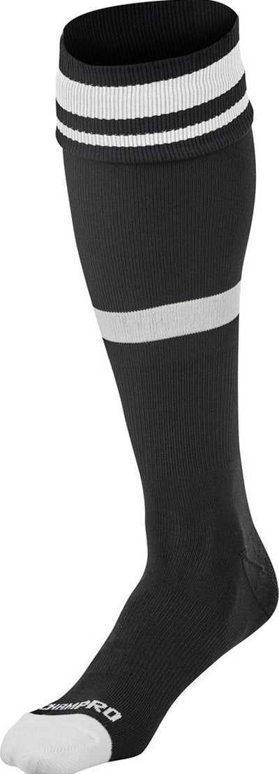 Champro AS10 Striped Soccer Knee High Socks - Black White - HIT a Double