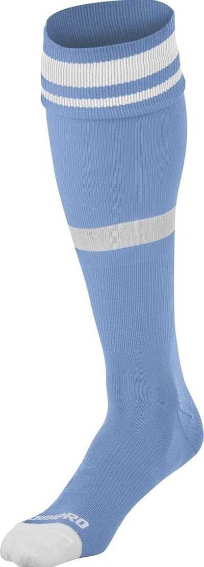 Champro AS10 Striped Soccer Knee High Socks - Light Blue White - HIT a Double