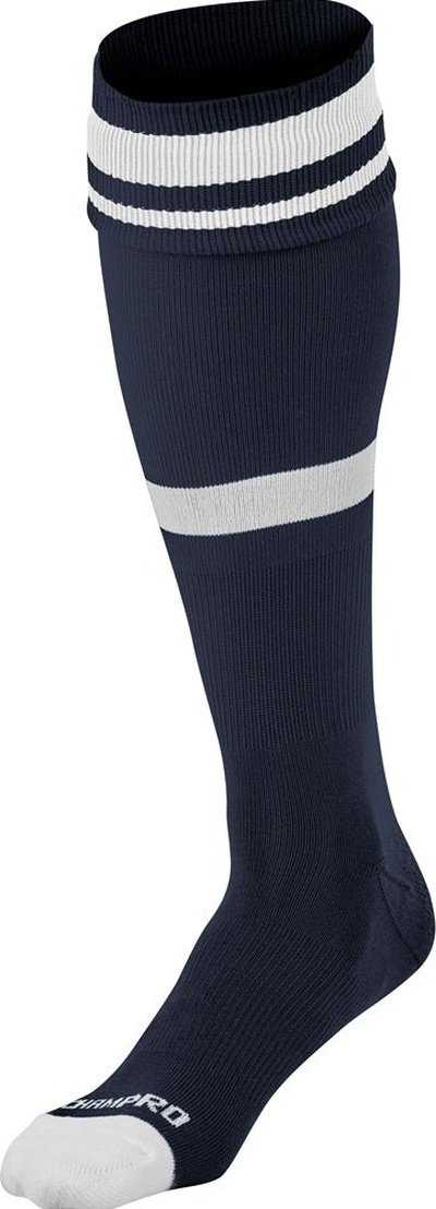 Champro AS10 Striped Soccer Knee High Socks - Navy White - HIT a Double