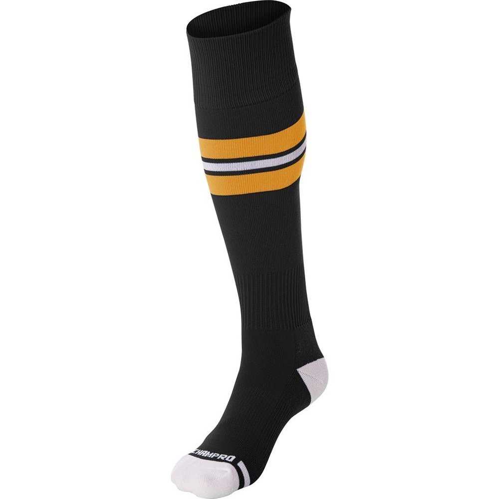 Champro AS3 Striped Baseball Knee High Socks - Black Gold White - HIT a Double - 1