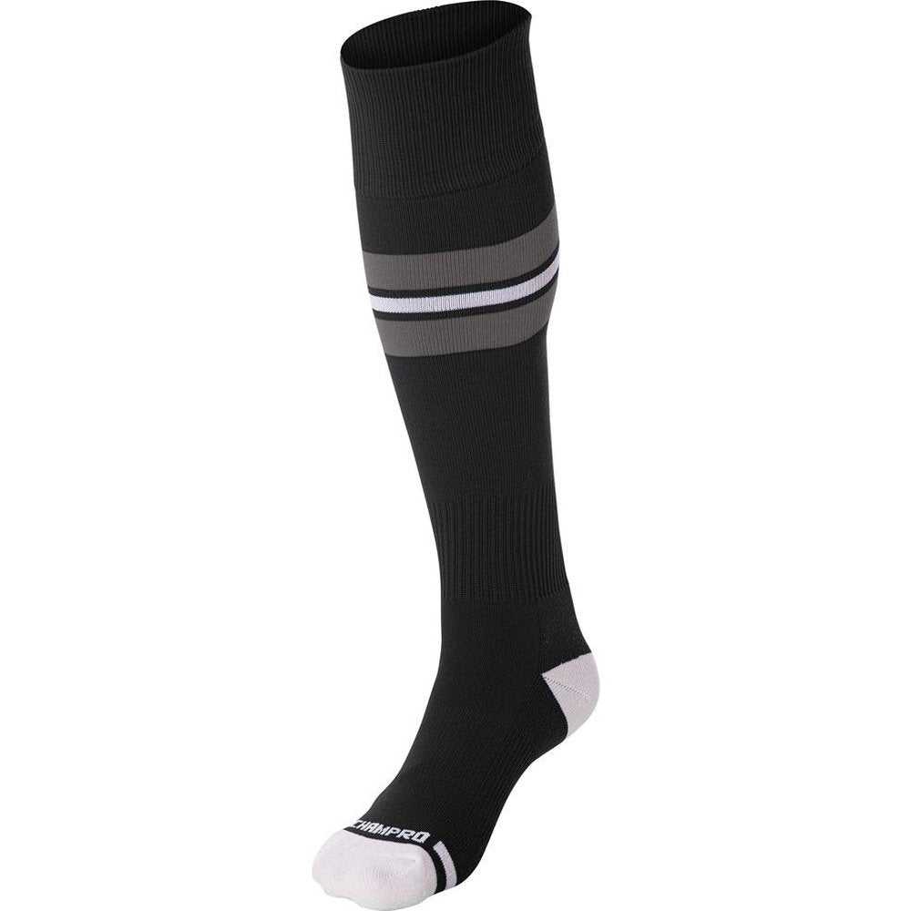 Champro AS3 Striped Baseball Knee High Socks - Black Gray White - HIT a Double - 1