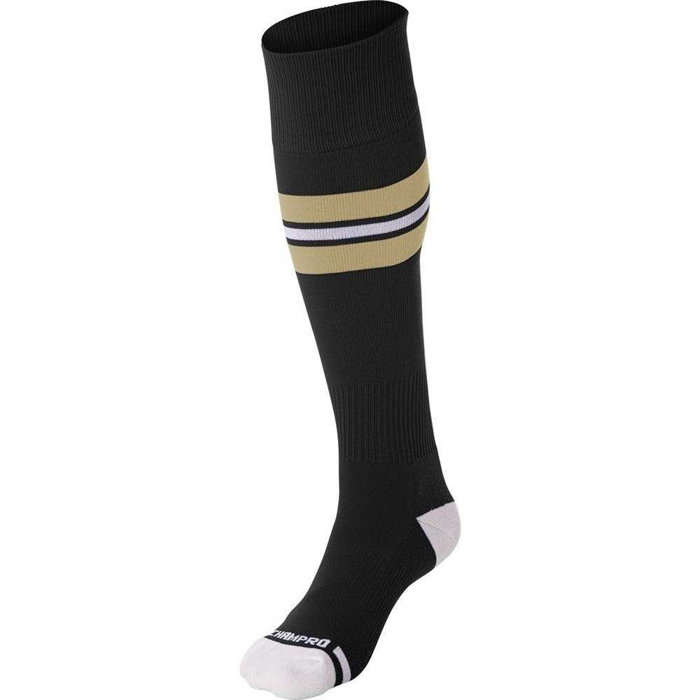 Champro AS3 Striped Baseball Knee High Socks - Black Vegas Gold White - HIT a Double - 1