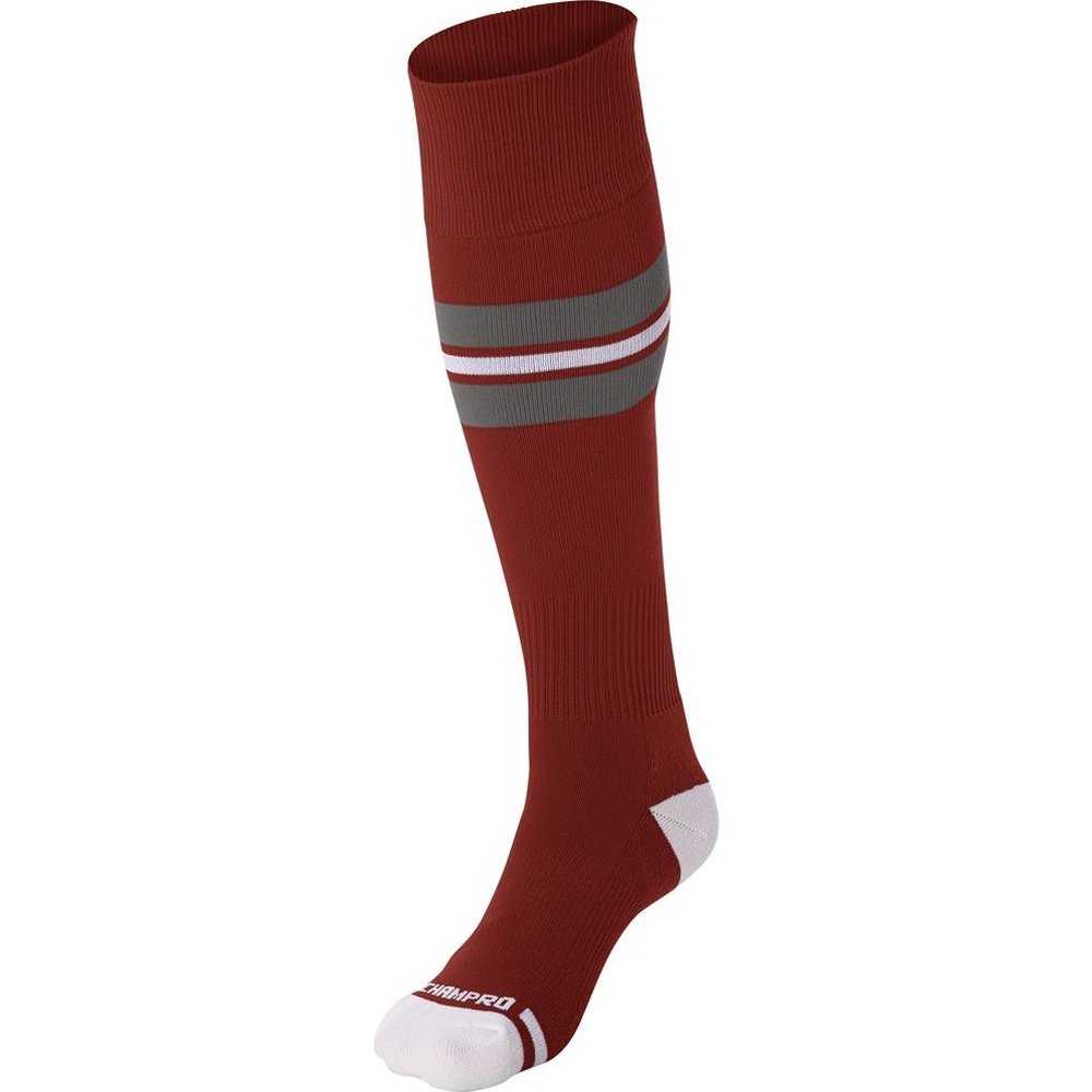 Champro AS3 Striped Baseball Knee High Socks - Cardinal Gray White - HIT a Double - 1