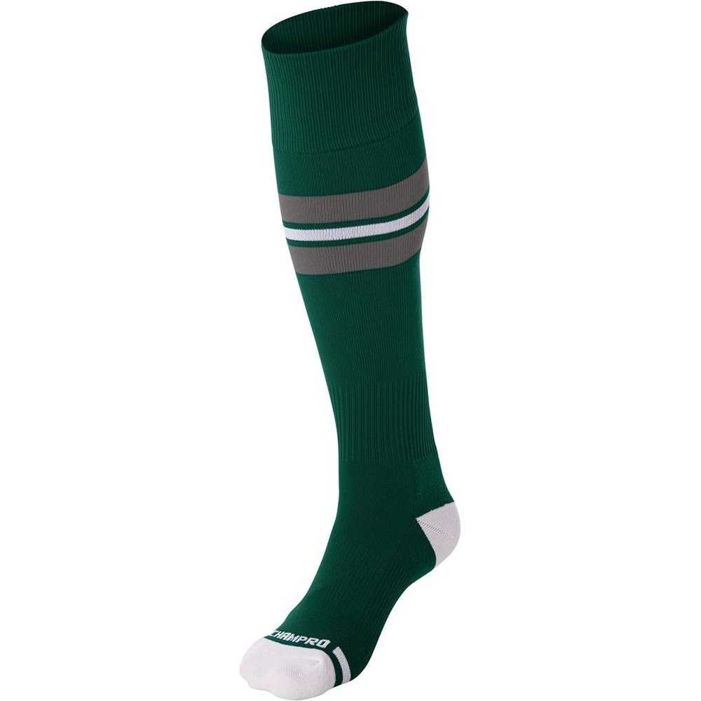 Champro AS3 Striped Baseball Knee High Socks - Forest Green Gray White - HIT a Double - 1