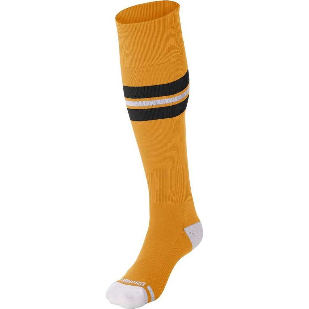 Champro AS3 Striped Baseball Knee High Socks - Gold Black White - HIT a Double - 1