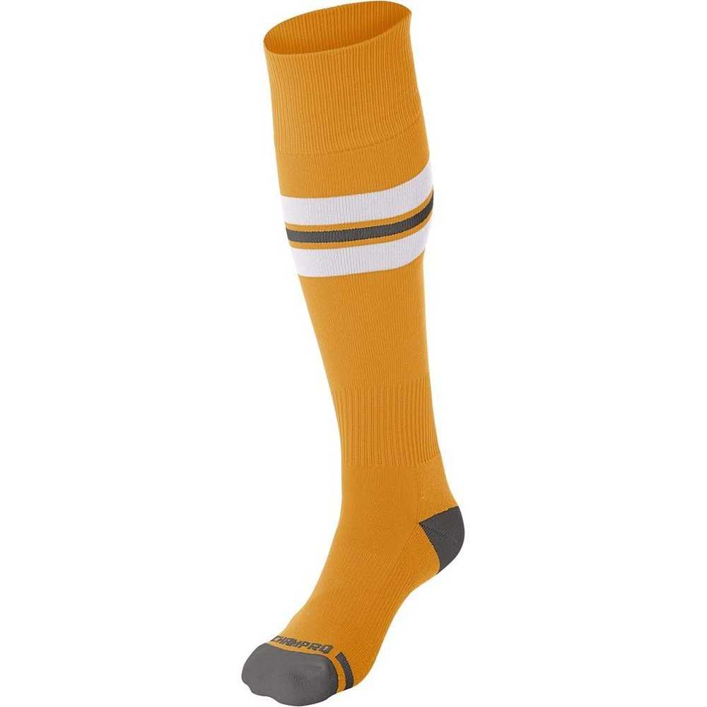 Champro AS3 Striped Baseball Knee High Socks - Gold White Gray - HIT a Double - 1