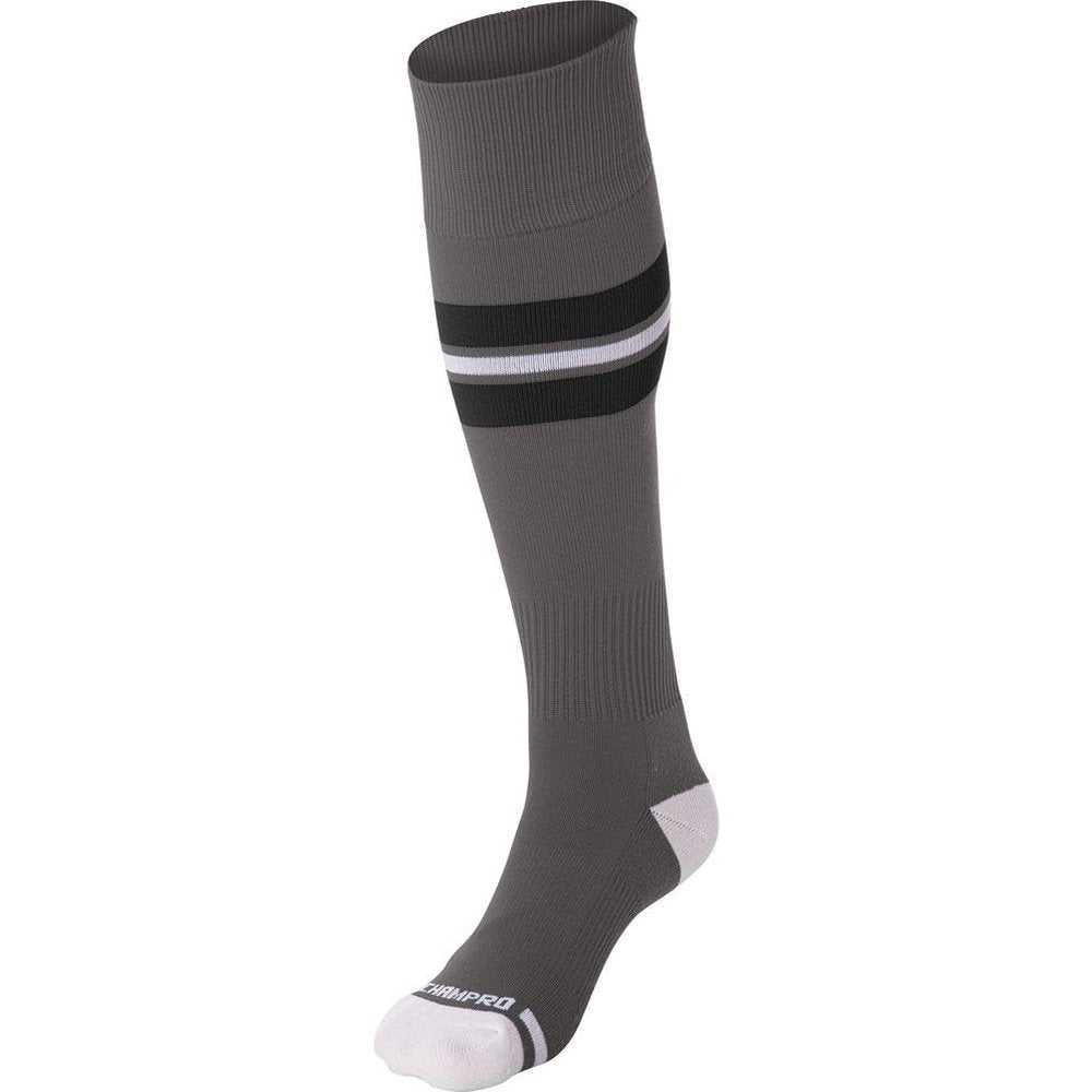 Champro AS3 Striped Baseball Knee High Socks - Gray Black White - HIT a Double - 1