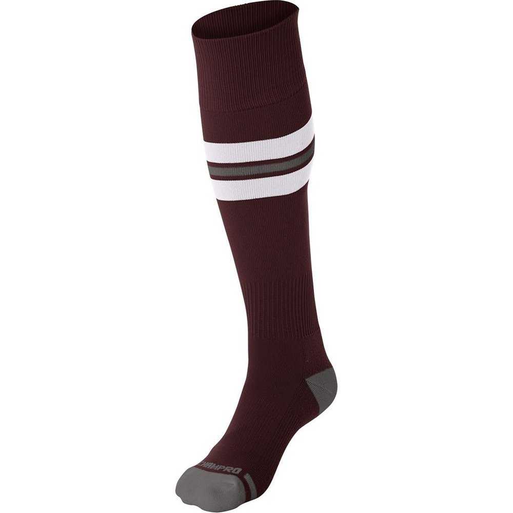 Champro AS3 Striped Baseball Knee High Socks - Maroon White Gray - HIT a Double - 1