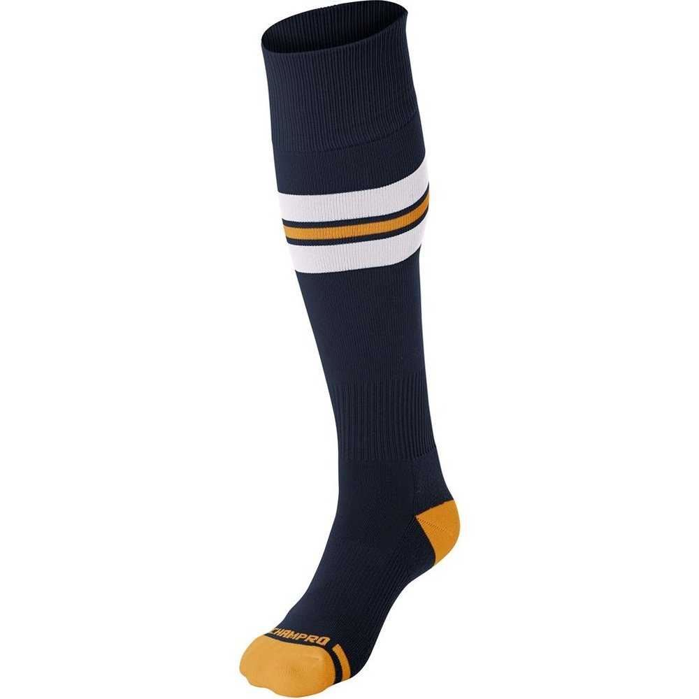 Champro AS3 Striped Baseball Knee High Socks - Navy White Gold - HIT a Double - 1