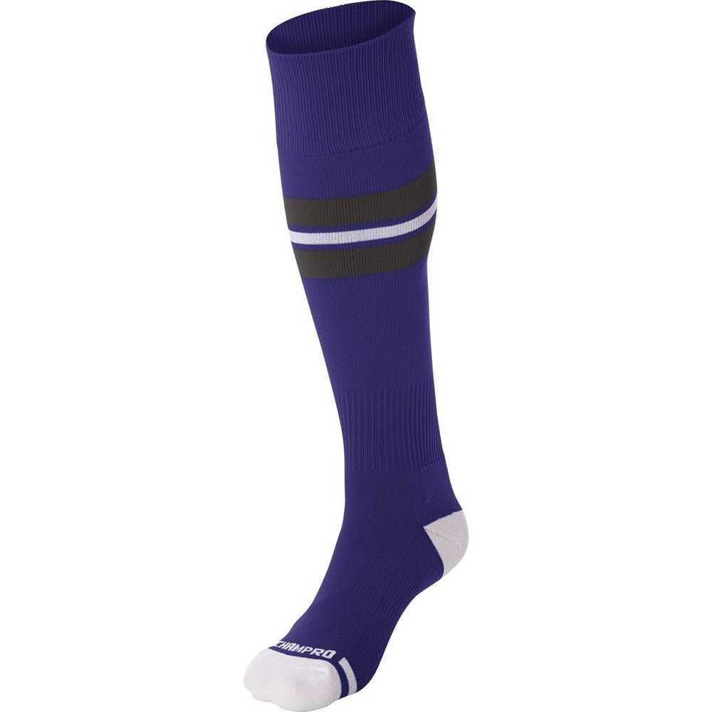 Champro AS3 Striped Baseball Knee High Socks - Purple Graphite White - HIT a Double - 1