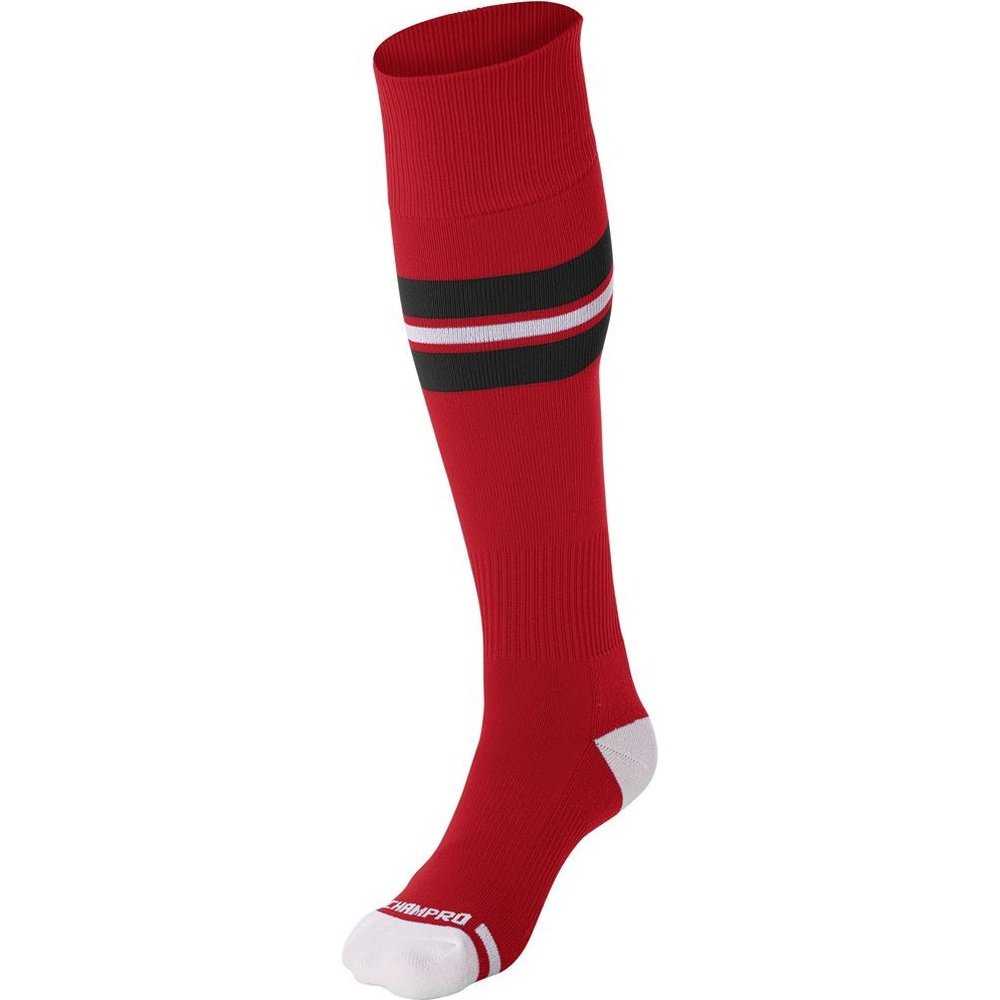 Champro AS3 Striped Baseball Knee High Socks - Scarlet Black White - HIT a Double - 1