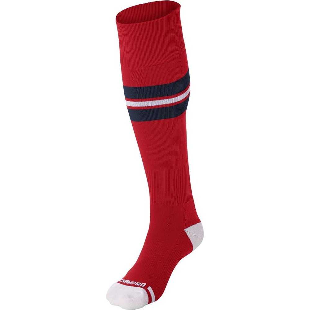 Champro AS3 Striped Baseball Knee High Socks - Scarlet Navy White - HIT a Double - 1