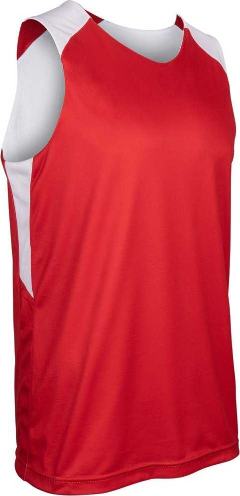 Champro BBJ41 Swish Reversible Men&#39;s and Youth Basketball Jersey - Scarlet White