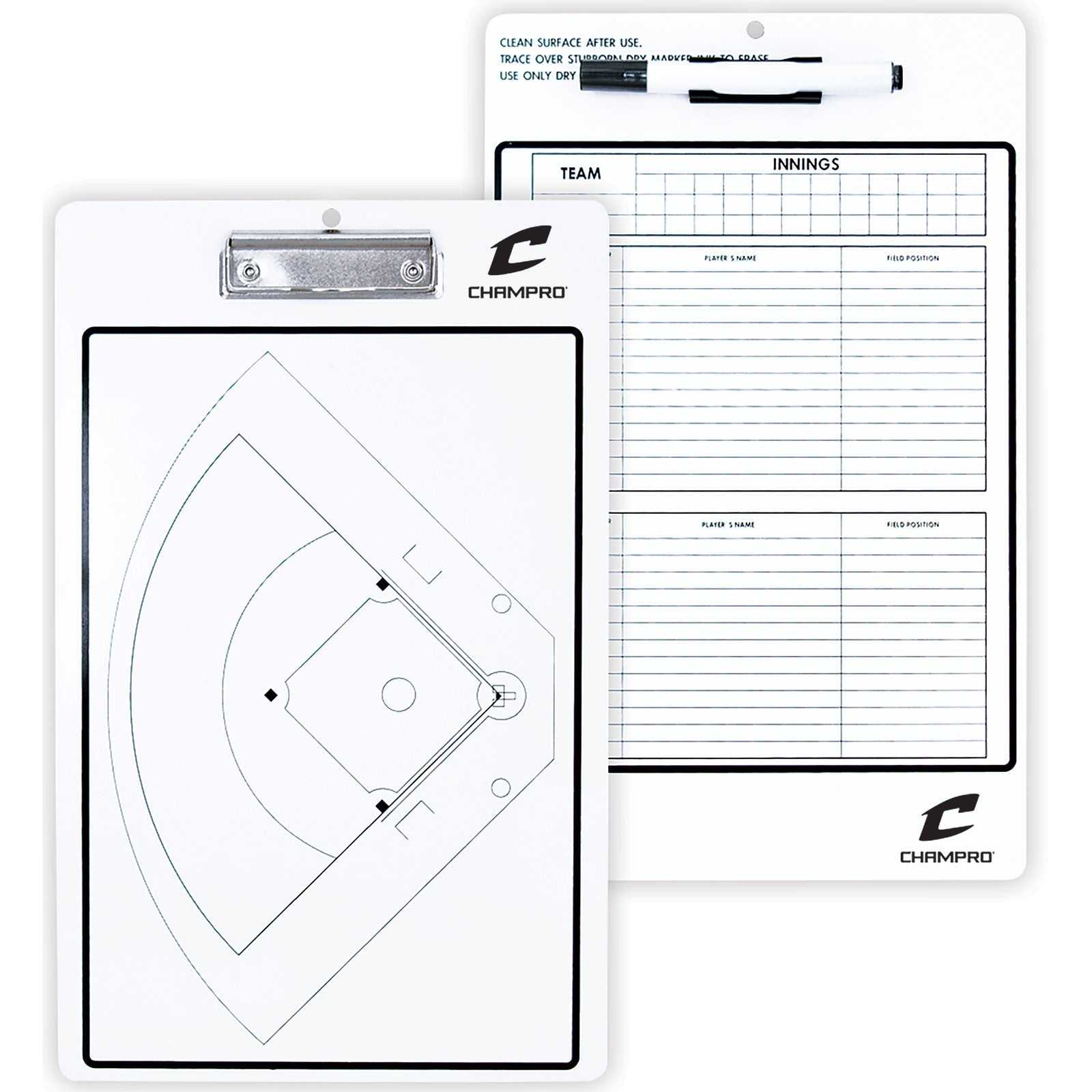 Champro A091 Baseball / Softball Coach's Board Dry Erase with Marker - HIT a Double