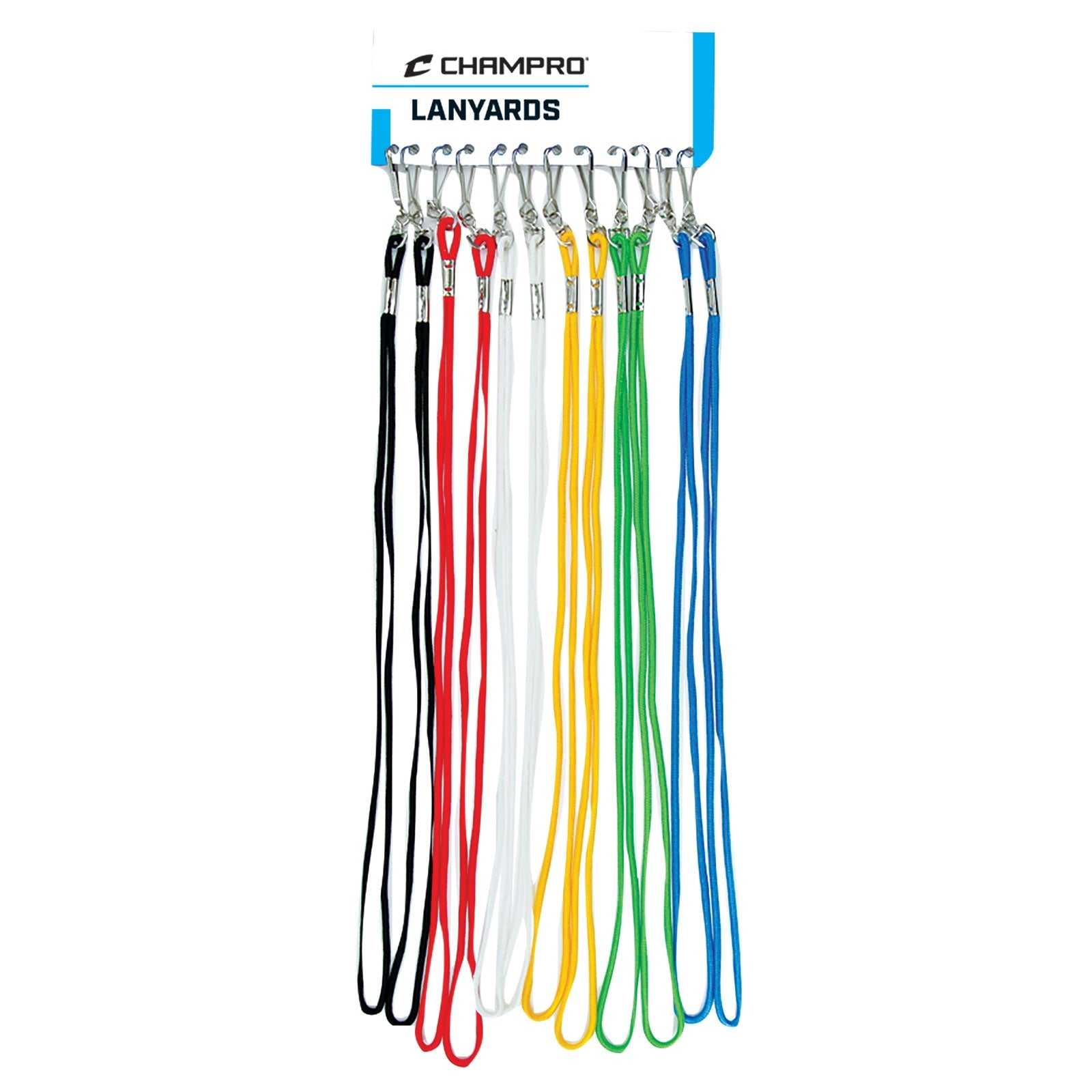 Champro A324 Whistle Lanyards-Assorted 12 Pk - Black - HIT a Double