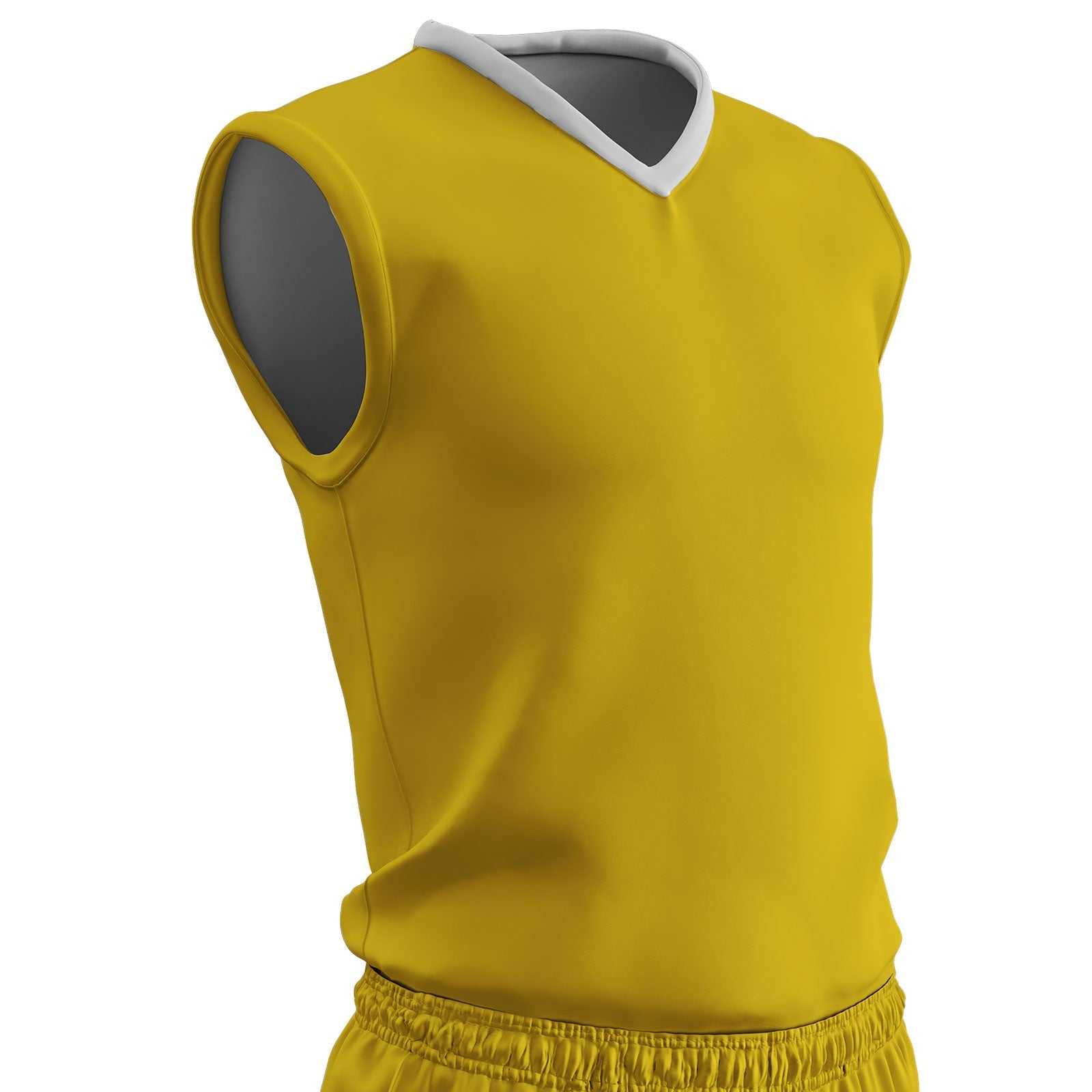 Champro BBJ11 Clutch Z-Cloth, Dri-Gear Reversible Basketball Jersey - Gold White - HIT a Double