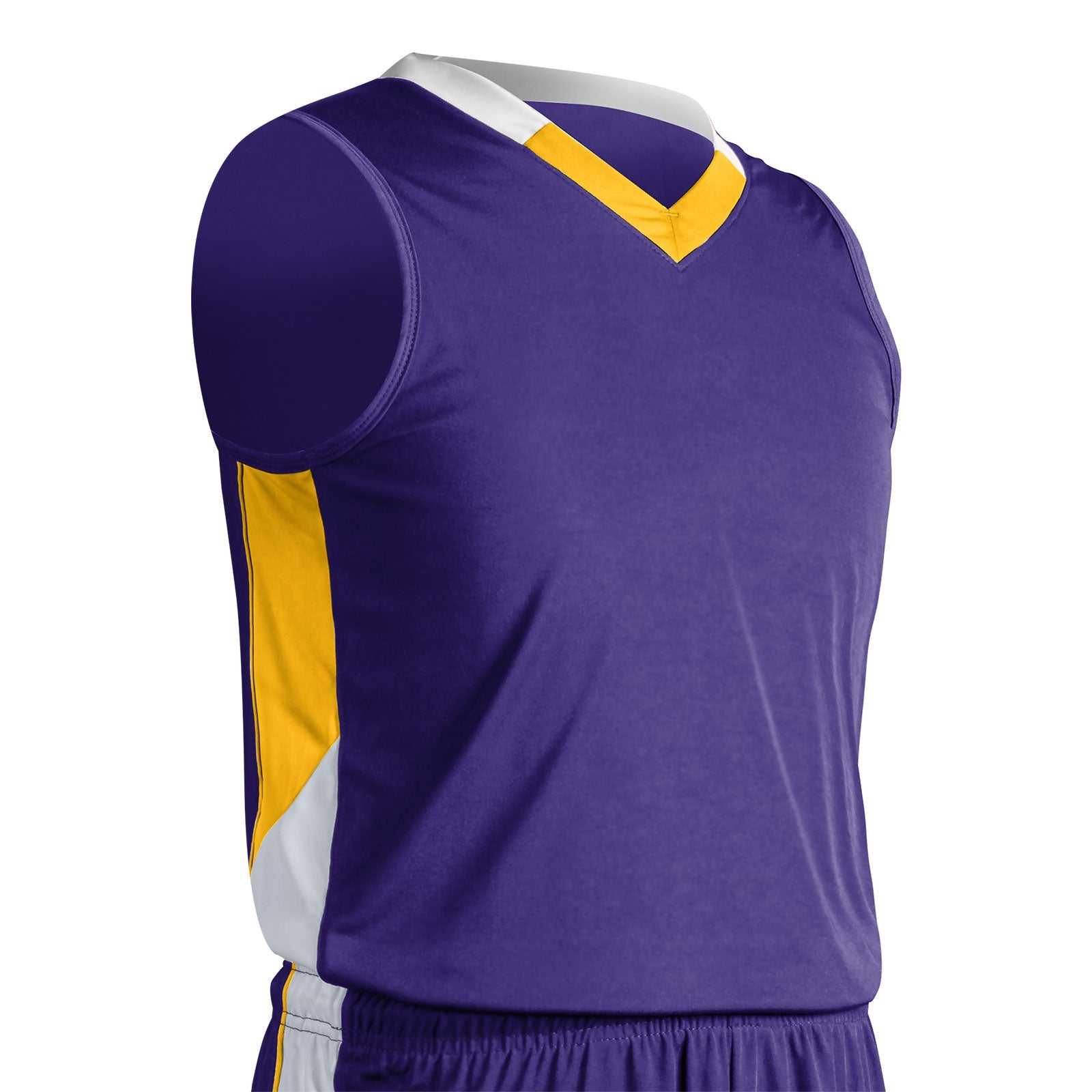 Champro BBJ21 Rebel Basketball Jersey - Purple Gold White - HIT a Double