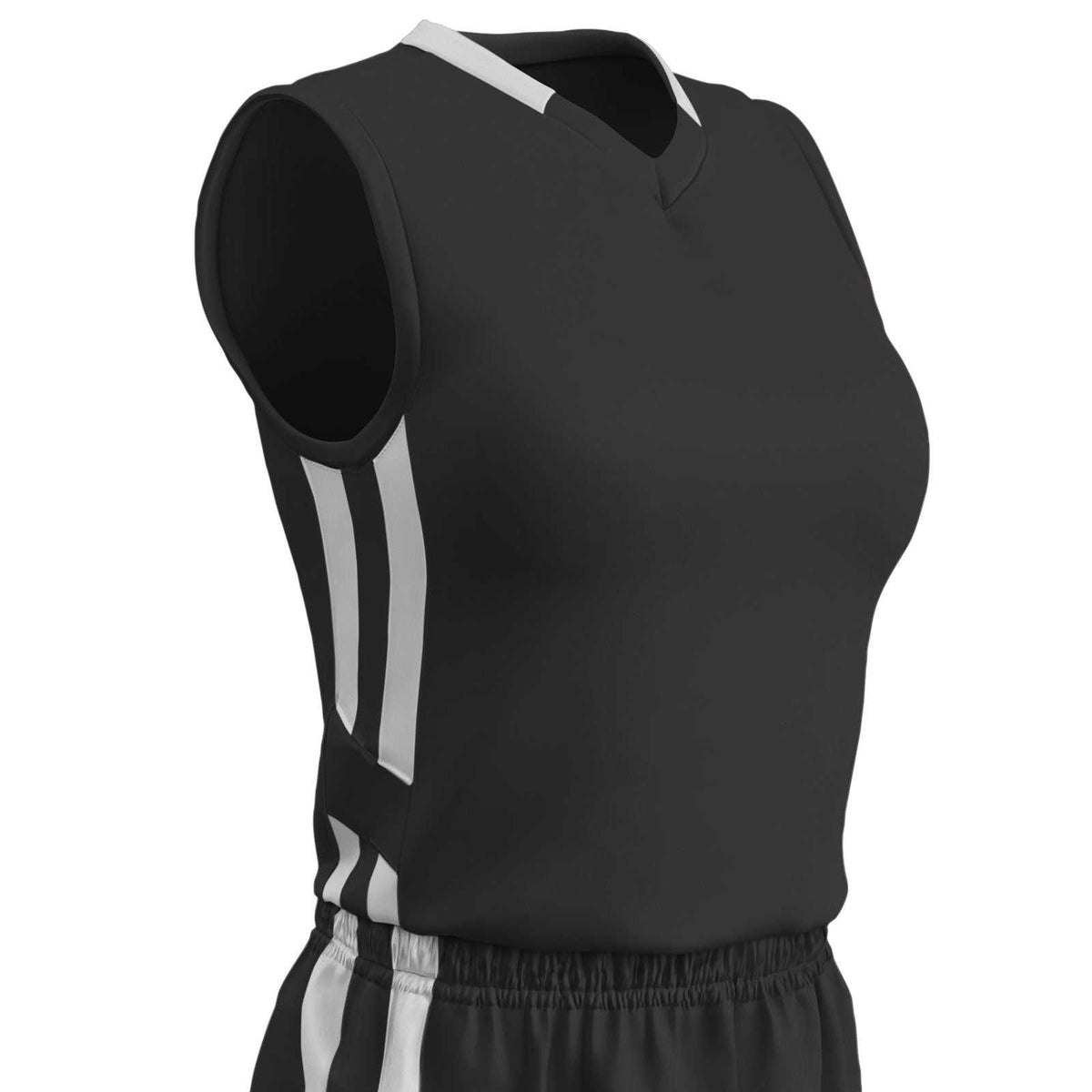 Champro BBJ9W Muscle Dri-Gear Basketball Jersey Women&#39;s - Black White - HIT a Double