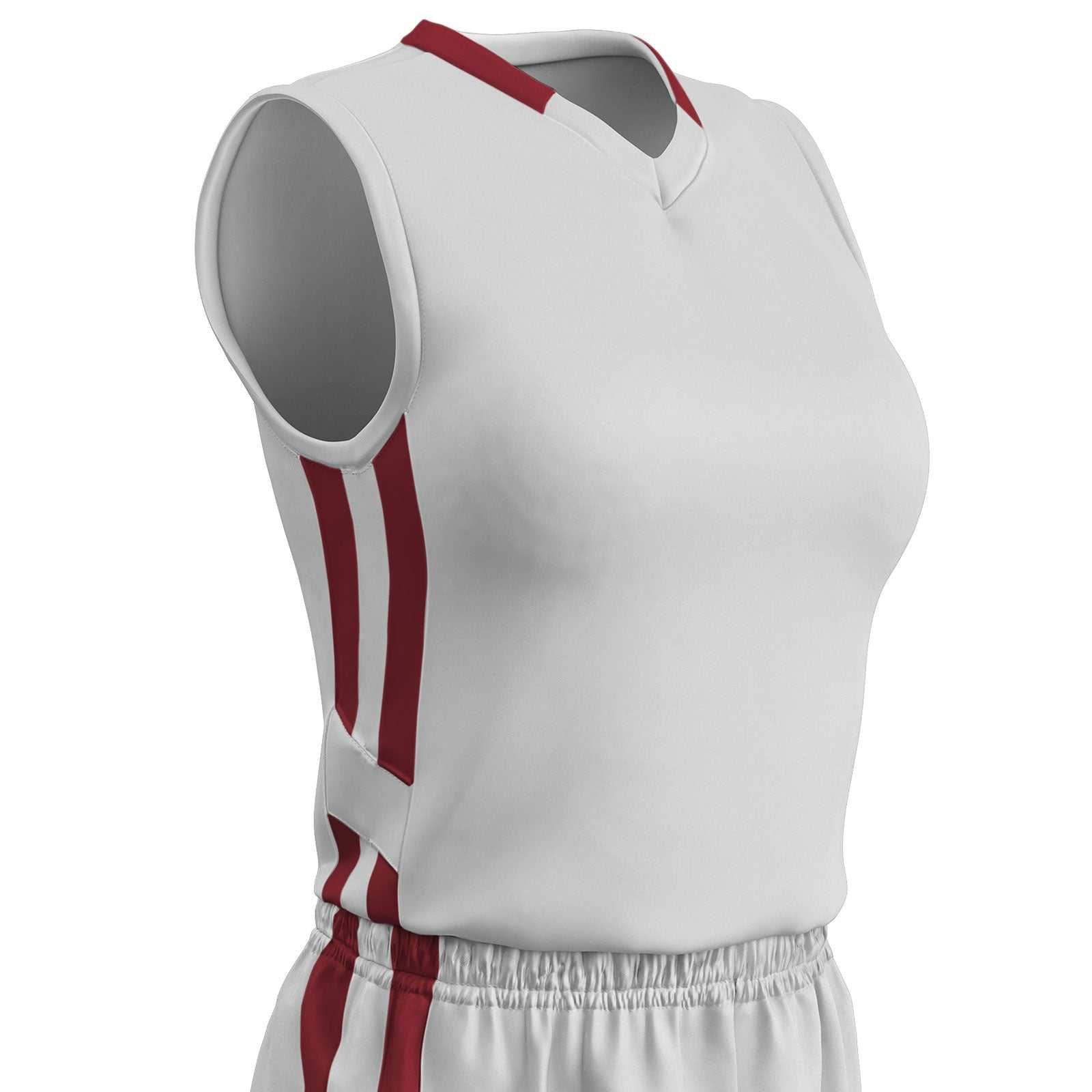 Champro BBJ9W Muscle Dri-Gear Basketball Jersey Women's - White Cardinal - HIT a Double