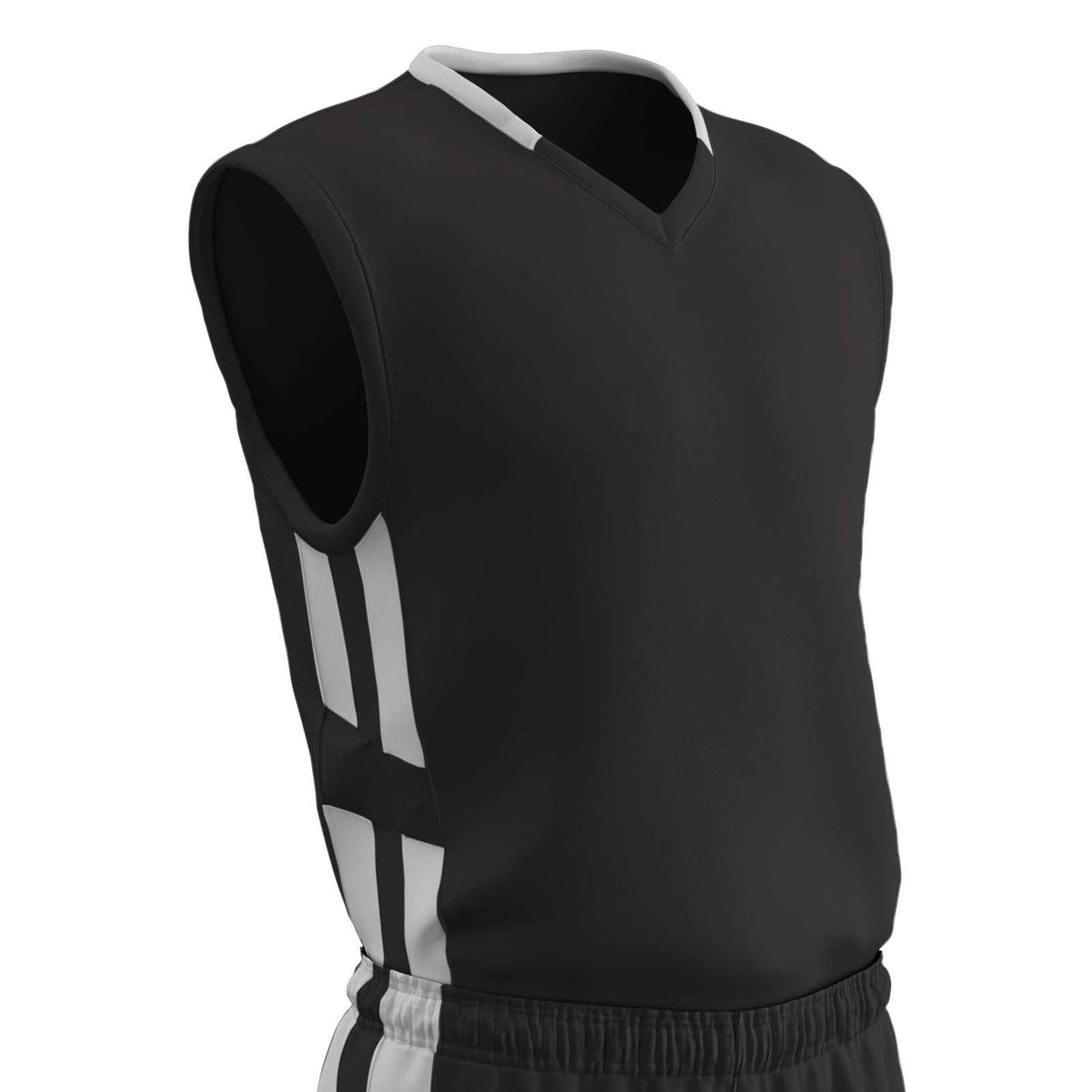 Champro BBJ9 Muscle Dri-Gear Basketball Jersey Adult &amp; Youth - Black White - HIT a Double