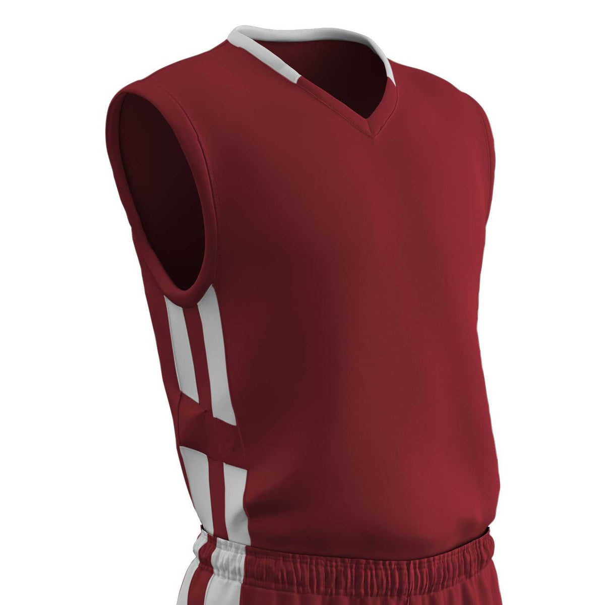 Champro BBJ9 Muscle Dri-Gear Basketball Jersey Adult &amp; Youth - Cardinal White - HIT a Double