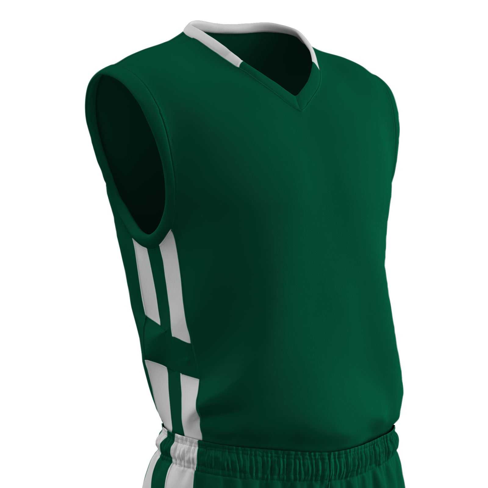 Champro BBJ9 Muscle Dri-Gear Basketball Jersey Adult & Youth - Forest White - HIT a Double