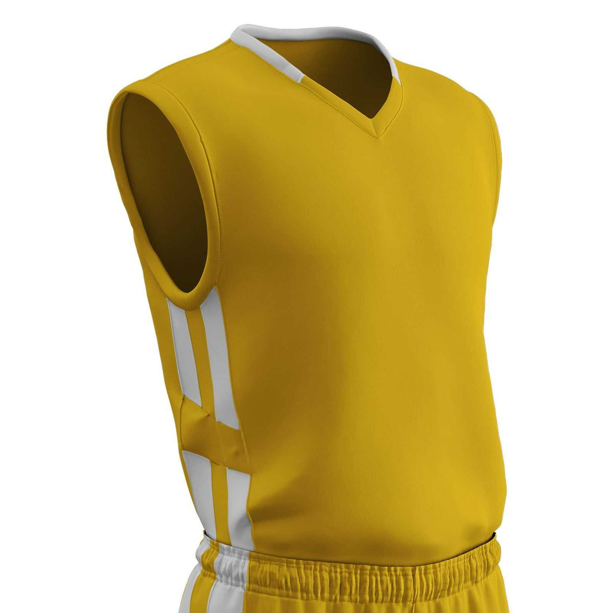 Champro BBJ9 Muscle Dri-Gear Basketball Jersey Adult &amp; Youth - Gold White - HIT a Double