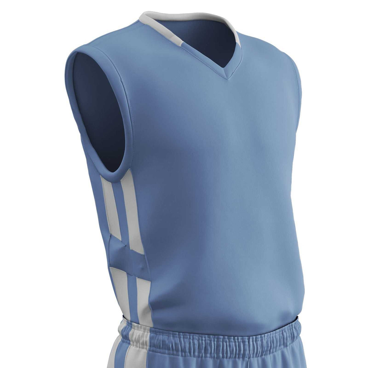 Champro BBJ9 Muscle Dri-Gear Basketball Jersey Adult &amp; Youth - Light Blue White - HIT a Double
