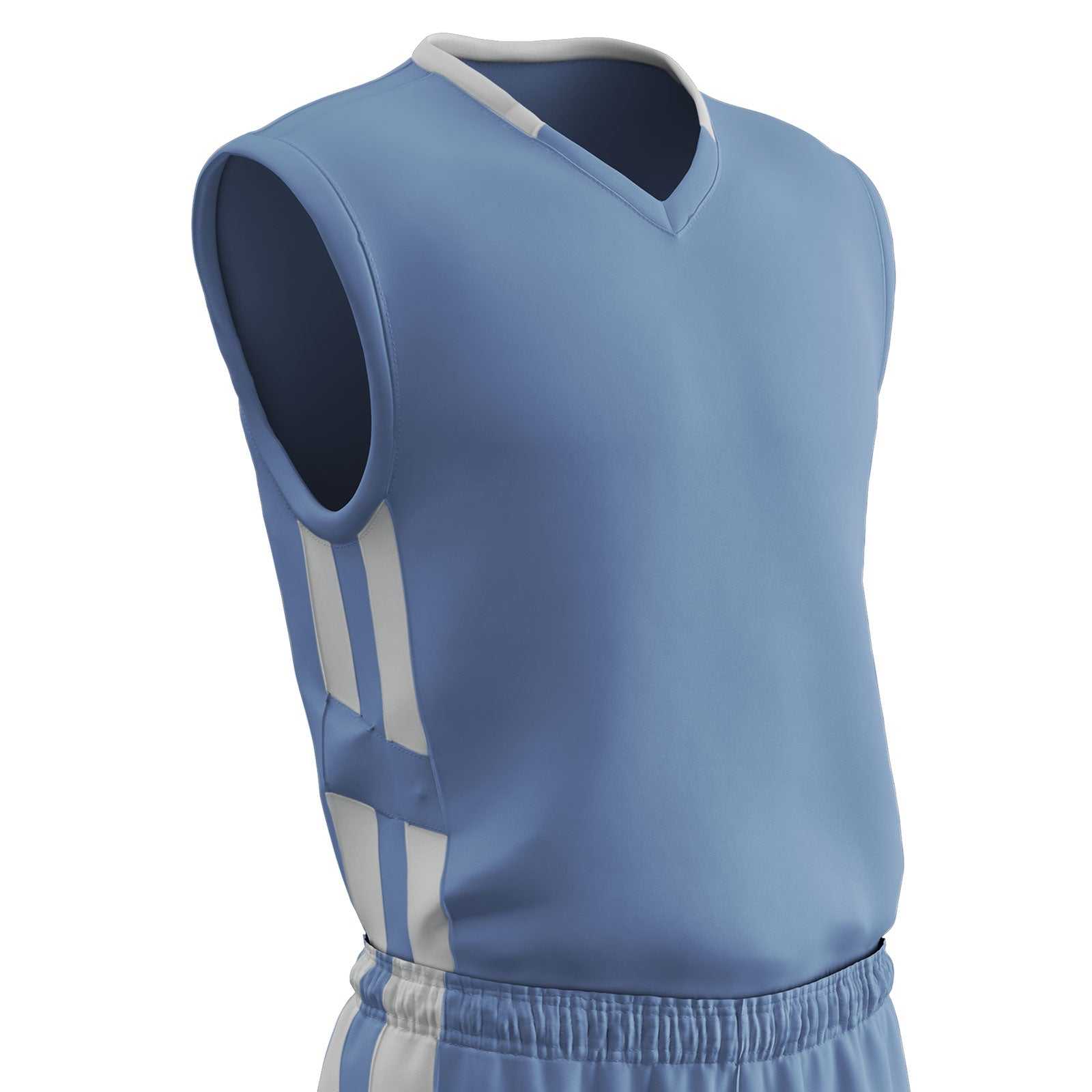 Champro BBJ9 Muscle Dri-Gear Basketball Jersey Adult & Youth - Light Blue White - HIT a Double