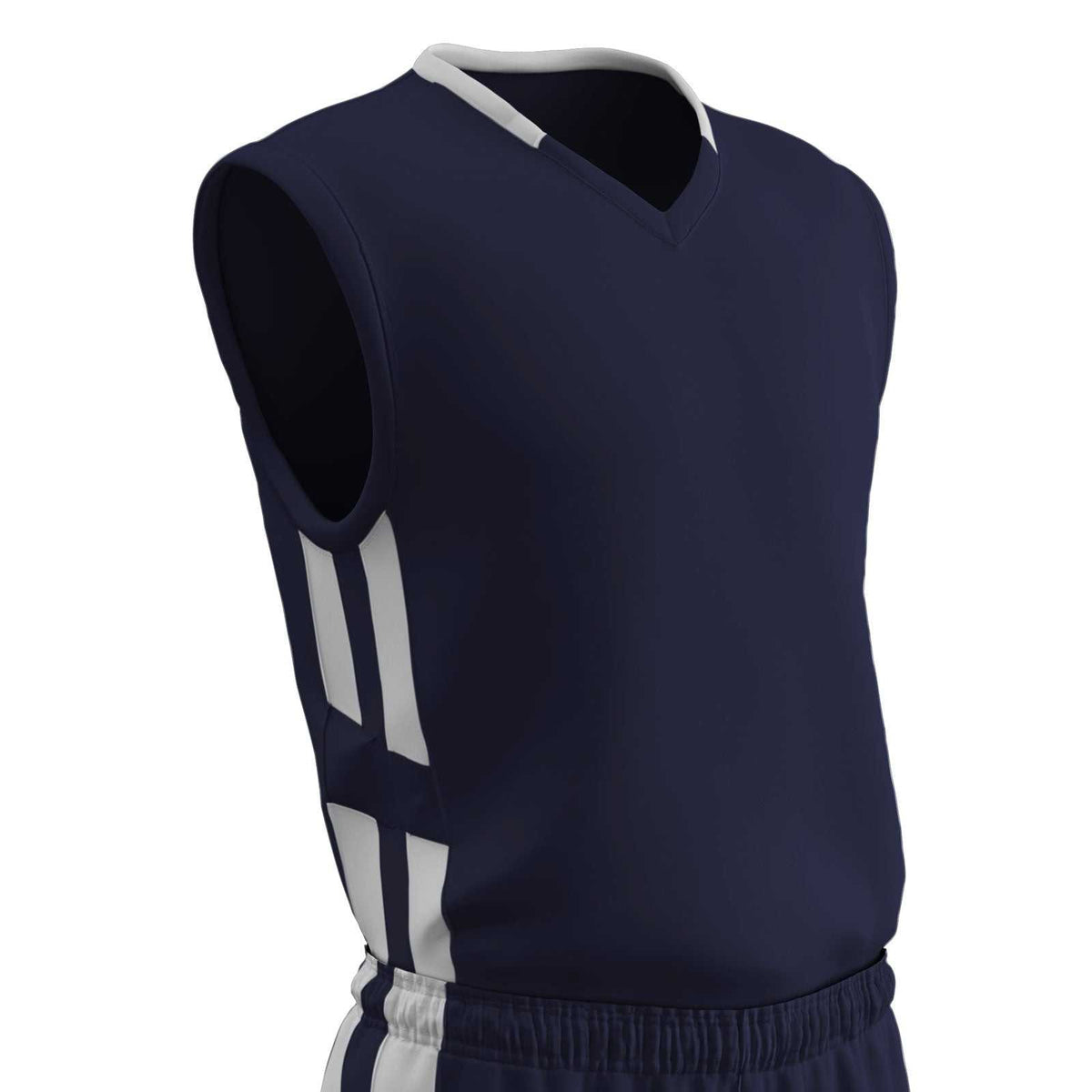 Champro BBJ9 Muscle Dri-Gear Basketball Jersey Adult &amp; Youth - Navy White - HIT a Double