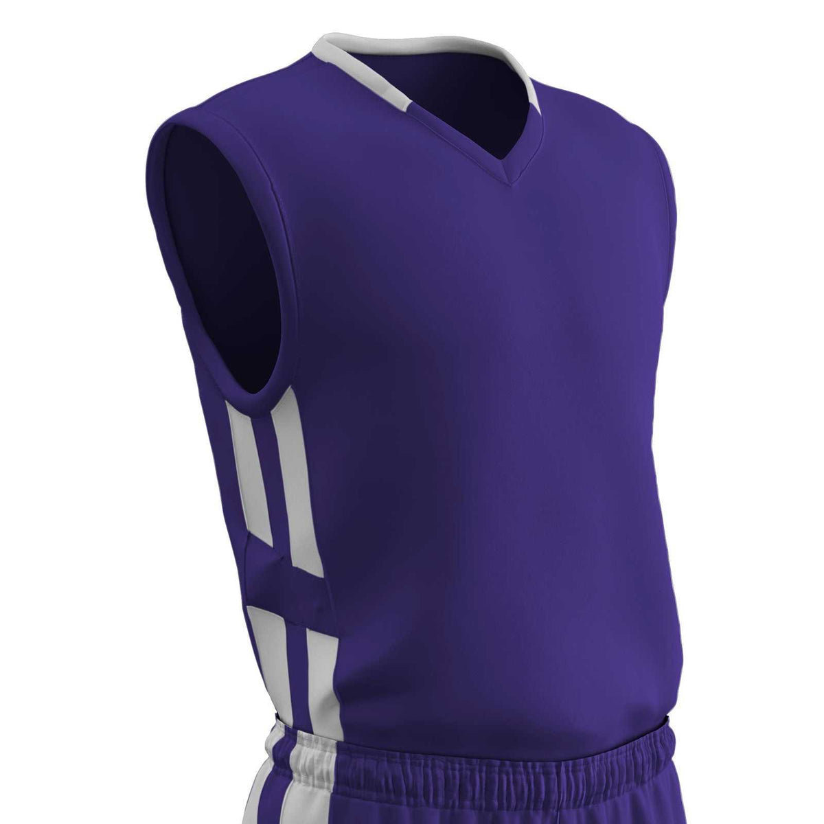 Champro BBJ9 Muscle Dri-Gear Basketball Jersey Adult &amp; Youth - Purple White - HIT a Double