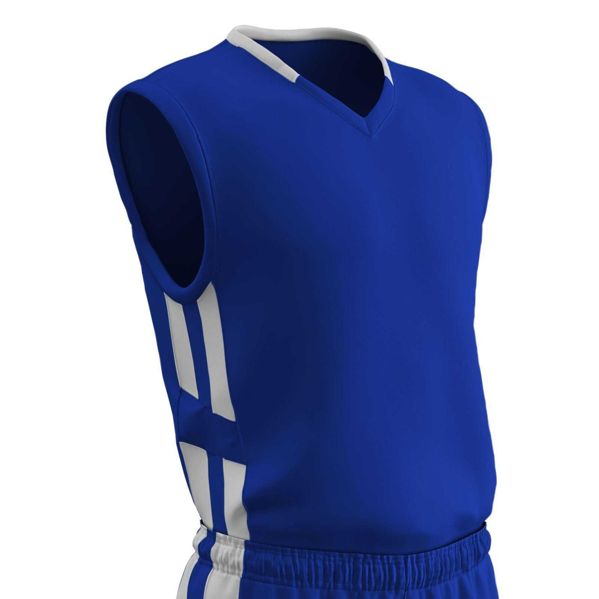Champro BBJ9 Muscle Dri-Gear Basketball Jersey Adult &amp; Youth - Royal White - HIT a Double