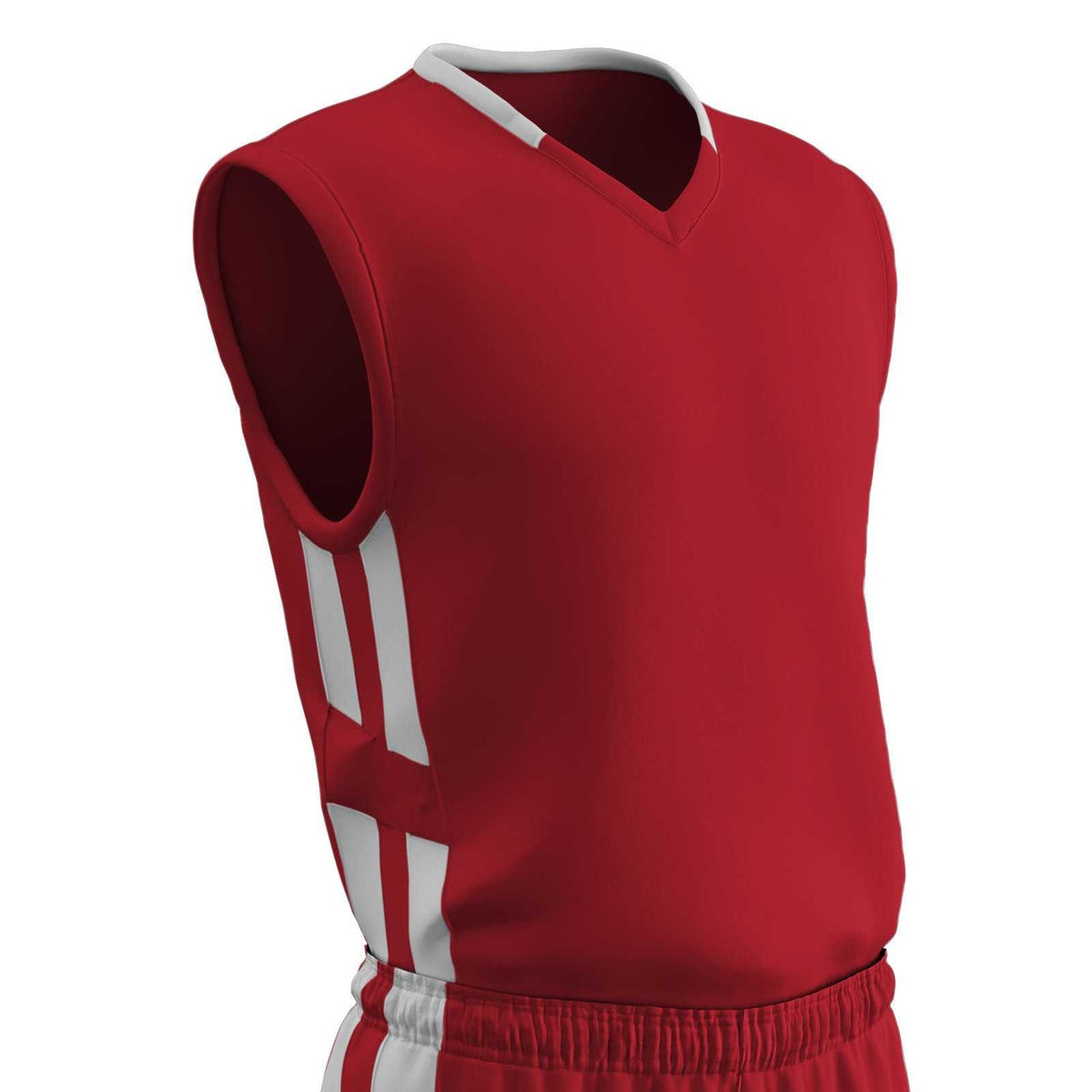 Champro BBJ9 Muscle Dri-Gear Basketball Jersey Adult &amp; Youth - Scarlet White - HIT a Double