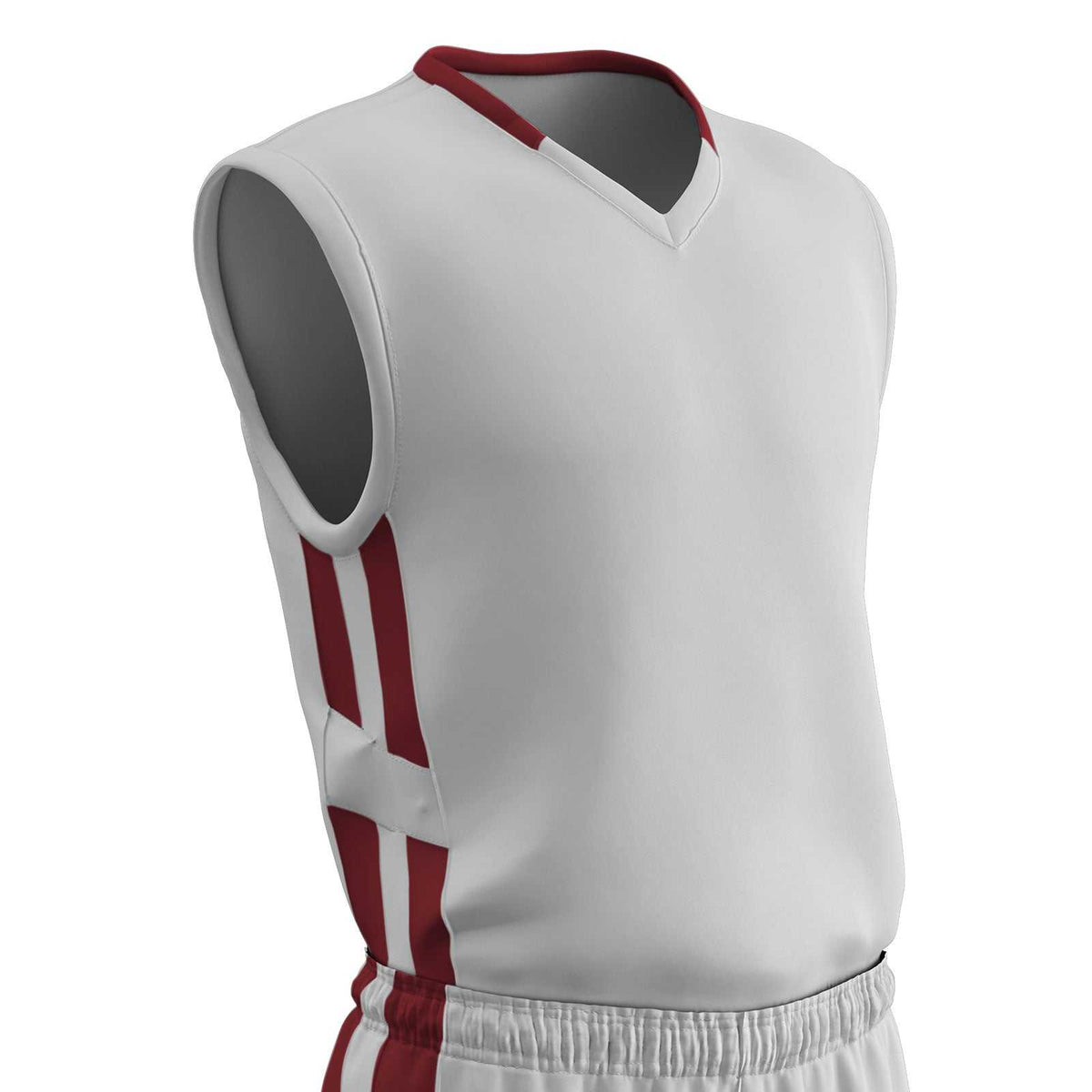 Champro BBJ9 Muscle Dri-Gear Basketball Jersey Adult &amp; Youth - White Cardinal - HIT a Double