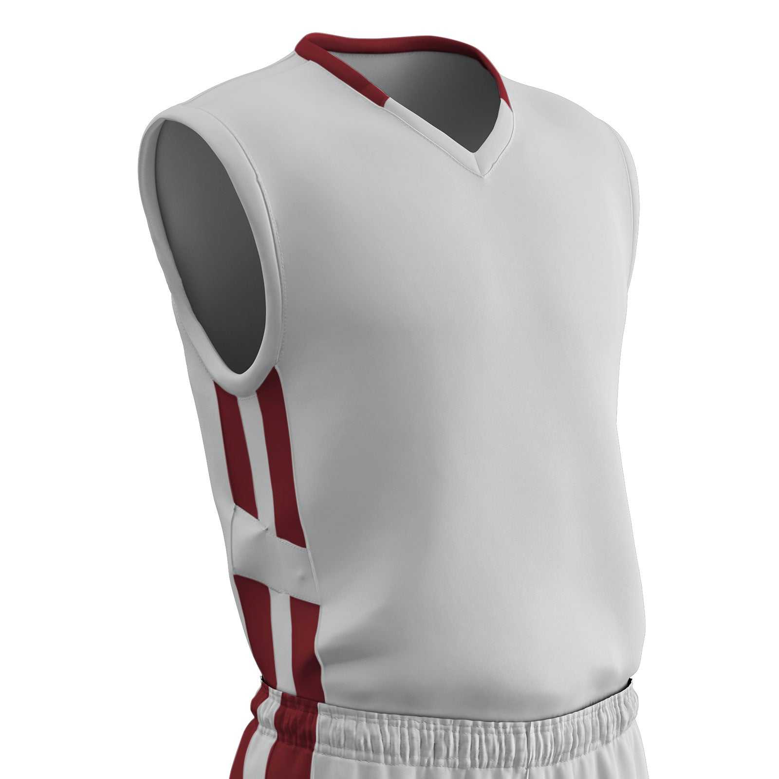 Champro BBJ9 Muscle Dri-Gear Basketball Jersey Adult & Youth - White Cardinal - HIT a Double